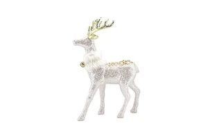 Popular New Year Crafts Glitter Christmas Reindeer Indoor Outdoor Plastic Standing Deer Table Top &Floor Decoration