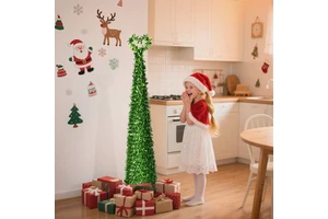 Christmas Product 1.5 M Green Wool Braid Foldable Christmas Flower Decoration Tree Party Centerpiece for Christmas Gatherings