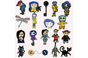 Hot Sale Factory Wholesale Price Horror Animated Film Coraline Themed Black Metal Enamel Lapel Brooch Bagdes Pins