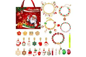 2024 Creative 24 Countdown Calendar Advent Surprise Blind Box Set DIY Crystal Beads Charm Children Bracelets Set Christmas Gift