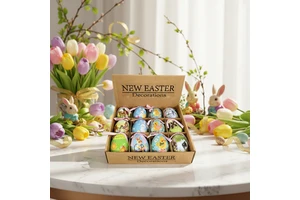 Shunyuan 7cm/12-piece Foam Easter Decorative Ball Set Battery Operated Flashing Wholesale Ex-factory Price Paper Bag Packaging
