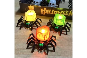 Spooky LED Flameless Candle Light With Spider Base Battery Operated Halloween Table Decor For Party Home Haunted House Wholesale
