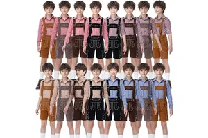 Wholesale Oktoberfest Costume Kids Boys Plaid Shirt Suspender Bavarian Festival Beer Party Carnival Costumes