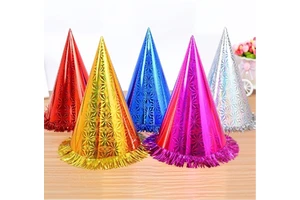 Metallic Tassel Cone Party Hats Shiny Birthday Photo Booth Props for Kids Adults Birthday Party Decorations Party Supplies