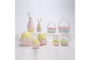 Creative Gifts Home Decoration Easter Candy Dish Ceramic Bunny Basket Bunny Bowl Decor