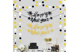 2026 Happy New Year Glitter Paper Banner Flag Party Novelties for Venue Layout New Year Party Holiday Decorations