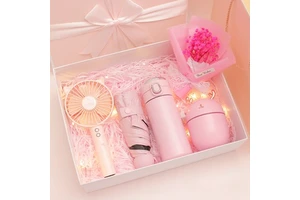 2024 Valentine Day Birthday Beautiful Bouquets Vacuum Fan Umbrella and Humidifier Gift Set for Girls Valentine Birthday Gift