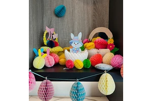 Honeycomb Tissue Paper Easter Rabbit Ornament 9"(23cm)