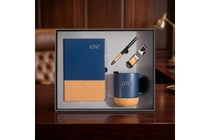 Sustainable Cork Base Ceramic Mug Gift Set Eco Friendly Coffee Cup with Lid Custom Logo Corporate Wellness Gifting Souvenirs