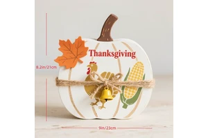 rustic Design Thanksgiving day Ornament Wooden Pumpkin shape printed Board flat surface Decoration Fall Festival Desktop decor