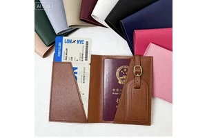 10 Colors Available PU Leather Passport Holder & Luggage Tag Set Travel Gift Set For Business & Leisure