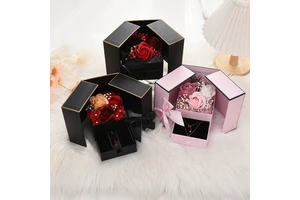 Creative Valentine's Day Gift Box Set Soap Rose Flower Lipstick Necklace Jewelry Eternal Love Concept Birthday Gift