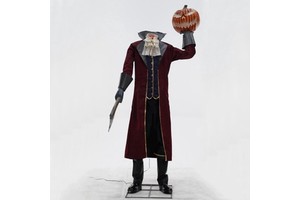 2025 New Items Outdoor Decoration Giant Headless Horseman With Pumpkin Halloween Animatronic