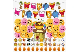 LEMON Bear Birthday Party Supplies Happy Birthday Banner Cupcake Toppers Balloons Globos Kids Birthday Party Decoration