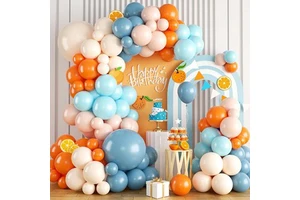 Pastel Blue Sand White Kids Birthday Party Supplies Latex Balloon Baby Shower Decorations for Boy Baby Shower Set