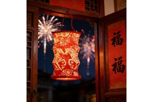 New Year Gift Festival Outdoor Decoration LED Light Dimmable Touch Control Rotating Folding Paper Lantern Warm 2026 Horse Theme