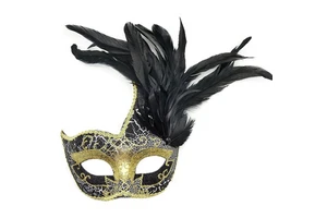 Hstyle Lace Venetian Mask Venice Feather Flower Wedding Carnival Party Performance Red Costume Fashion Lady Mask Masquerade