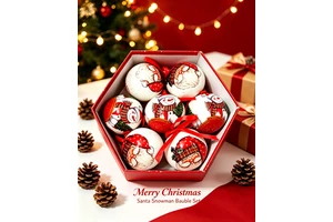 Handmade Pcs Shatterproof Foam Christmas Balls Mixed Reindeer Print Hex Gift Box 4 Colors Modern Design Merry Christmas