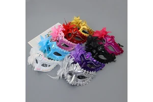 Halloween Plastic Plated Half-Face Side Lily Flower Venice Princess Ball Mask Party Eye Mask 18+