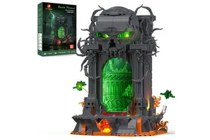 JMBricklayer Dark Portal Building Block Set Gothic Skull Gate LED Light Fantasy Demon Door 1108 Pcs Construction Toy For Adults