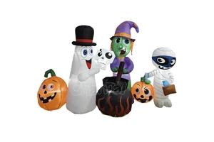 Halloween Outdoor Decoration Inflatable White Ghost Halloween Pumpkin Witch with Soup Inflatable Combinations