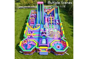Tonle Inflatables Custom Commercial Bounce House Kids Adult Obstacle Course Inflatable Theme Park Games For Party Rental
