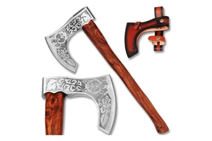 New Arrivals Handcrafted Viking Stainless Steel Double Blade Axe Wood Handle Multifunctional Outdoor Tomahawks Survival Use