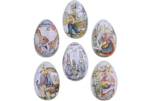 Easter Candy Mint Egg Shape Colored Rabbit Iron Egg Easter Holiday Bunny Iron Box Easter Decoration