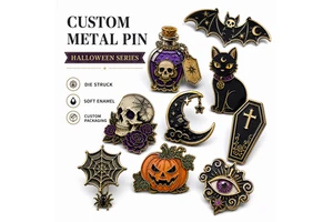 Custom Halloween Gothic Soft Enamel Lapel Badge Pumpkin Bat Black Cat Holiday Party Souvenir Gift Wholesale Metal Pin