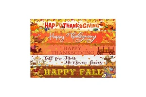 Autumn Harvest Thanksgiving Rectangle Banner Happy Fall Holiday Party Decoration OEM ODM Custom Flags Banners Washable Fade