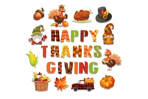 Huancai Happy Thanksgiving Cutouts Turkey Pumpkin Maple Leaves Paper Cut Outs for Party Bulletin Board Classroom Decorations