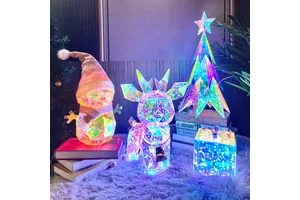 New Arrivals Deer Products Colorful Holographic Pet Luminous USB Light Christmas Party Decoration