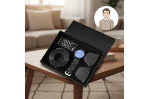 Valentine's Day Birthday Gift Set Wallet Quartz Watch Belt Sunglasses Father's Day Welfare Boyfriend for Festival Gift