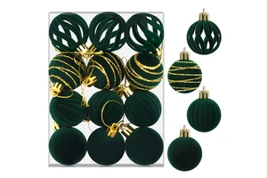TANG XI Festive Luxury Velvet Green Christmas Balls Decorations Set Premium Velvet Tree Pendant Ornaments for Christmas Crafts