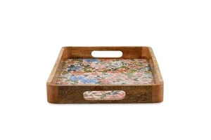 Best Selling Handmade MDF Board Enamel Sticker Print Tray Factory Price Wooden Serving Trays Floral Home Decoration Agate Used