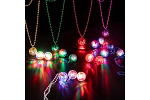 DAMAI Plastic LED Disco Ball Necklaces Light Up Party Decorations For Christmas Halloween New Year Birthday Kids Adults