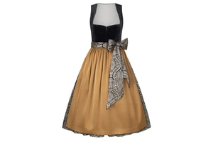 Bavarian Women's ODM /OEM Factory Black Dirndl with Patterned Skirt Bodice Mit Blumenmuster Rock Traditional German Dirndls