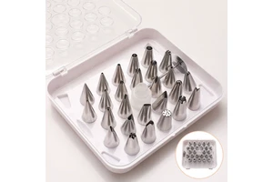 26PCS Professional Cake Decorating Kit Stainless Steel Icing Piping Tips Nozzles Set With Connector For Wedding Birthday Party