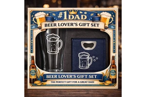 Beer Set Beer Lovers Gift Set With Pint Glass and Bottle Opener for Dad Fathers Day Birthday Gift
