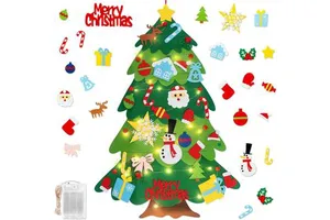 Montessori Felt Christmas Tree with 32 Ornaments Indoor Xmas Decorations Party Supplies Gifts Toys for Toddlers