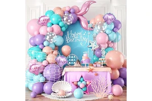 Personalized Kids Ocean Birthday Party Supplies Mermaid Theme Party Decorations for Baby Shower Baptism Birthday Christening