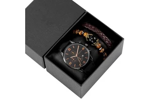 Men's Business Gift Set Quartz Watch & Bracelet Fashion Gift Box for Valentine's Day, Father's Day and Christmas Gifts