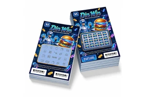 Custom Winning Lottery Tickets Robot Theme Instant Prize Gloss Lamination Digital Printing Lottery Scratch Card