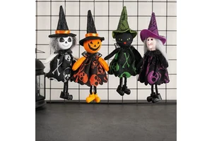 Halloween Decoration Custom Accessories Cloth 20cm Ghost Pumpkin Witch Black Cat Pendant Children Party Props Outdoor
