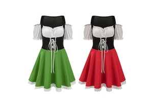 Wholesale Women Oktoberfest Beer Costume Lace up Bodice Short Dress German Festival Stage Wear Plus Size Color Options