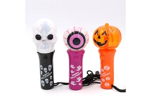Halloween Ghost Head Pumpkin Light up Led Light Spinning Spinner Wand for Halloween Party Supplies
