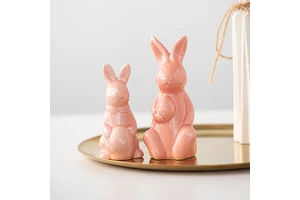 Cute Creative Ceramic Crafts for Home Decor Easter Gifts Featuring Pink and White Egg Rabbit Minimalist Design