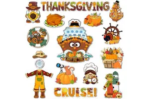 Autumn Thanksgiving Turkey Scarecrow Cruise Magnetic Fridge Stickers Holiday Magnetic Stickers