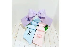 Hot Sale Customized Easter Products Personalized Baby Photo Prop Seersucker Bow Tie Easter Basket Bow