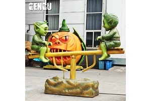 Bespoke Animatronic Goblin Kids Seesaw Group Sculpture | Interactive Fantasy Creature Figurine For Movie Prop IP Theme